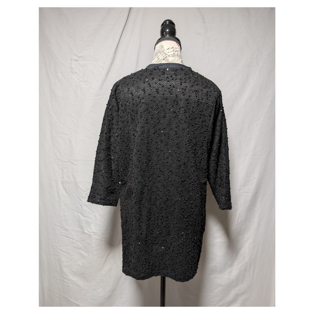 Apt. 9 Black Textured Sweater Open Front Cardigan Sequin Knit Women's Plus 0X - Picture 4 of 8